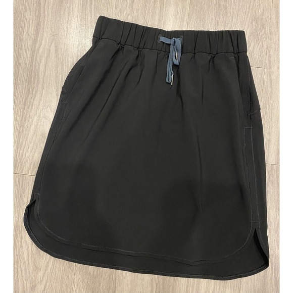 lululemon athletica Pants - LULULEMON Long 20.5" Skirt‎ Black Woven Drawstring Stretch Pocket Women's 6